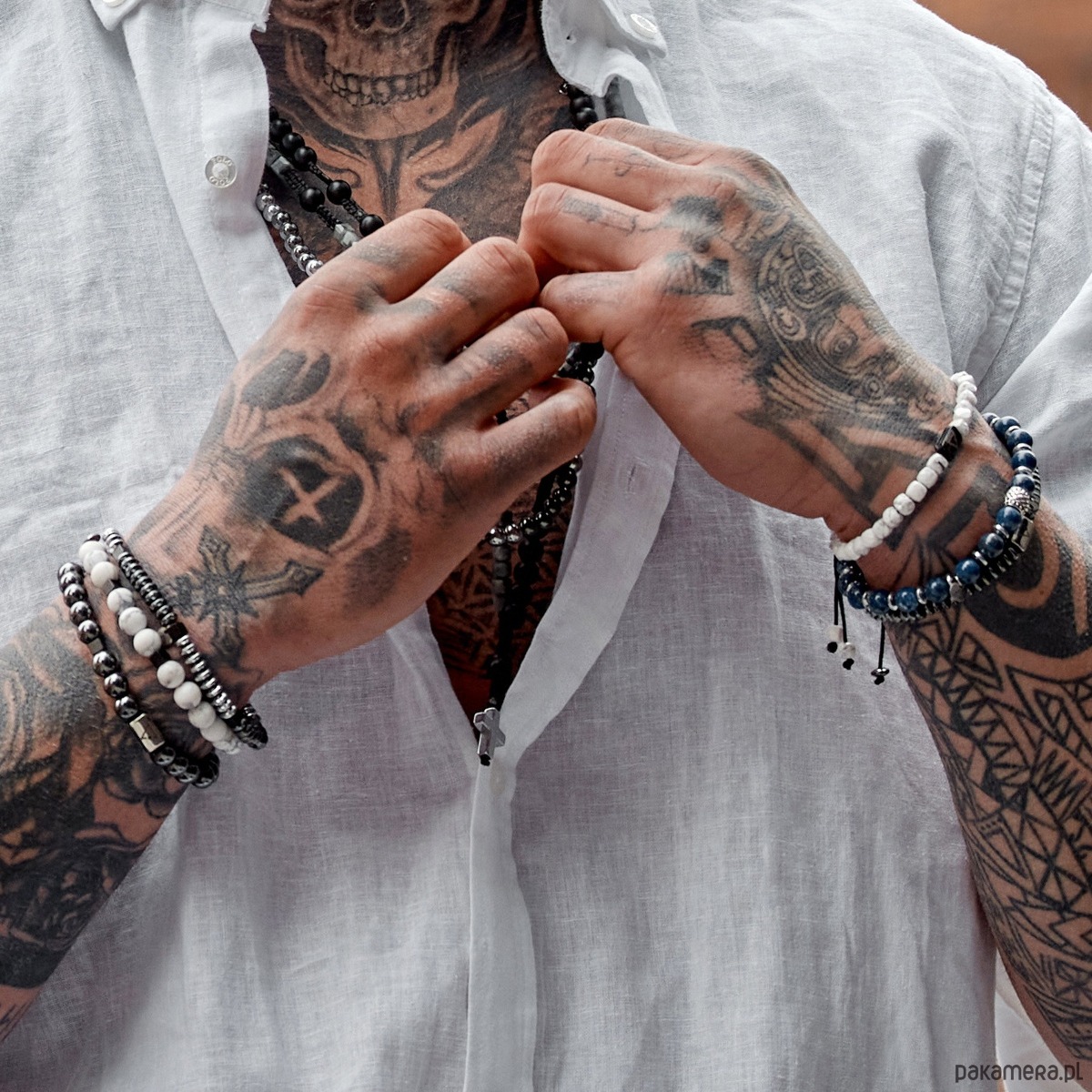 biżuteria męska Męska bransoletka na sznurku z kamieniem wojowników 3