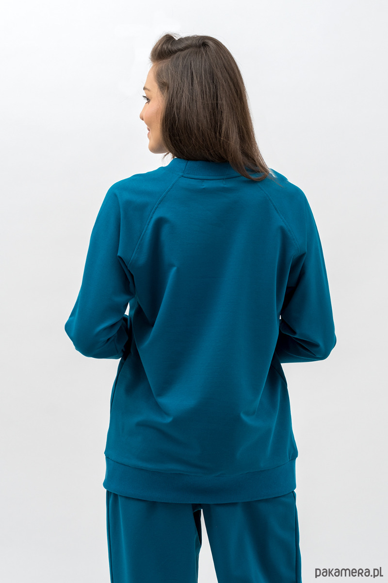bluza bez kaptura damska Bluza damska raglan basic ,,ADALET" petrol 2