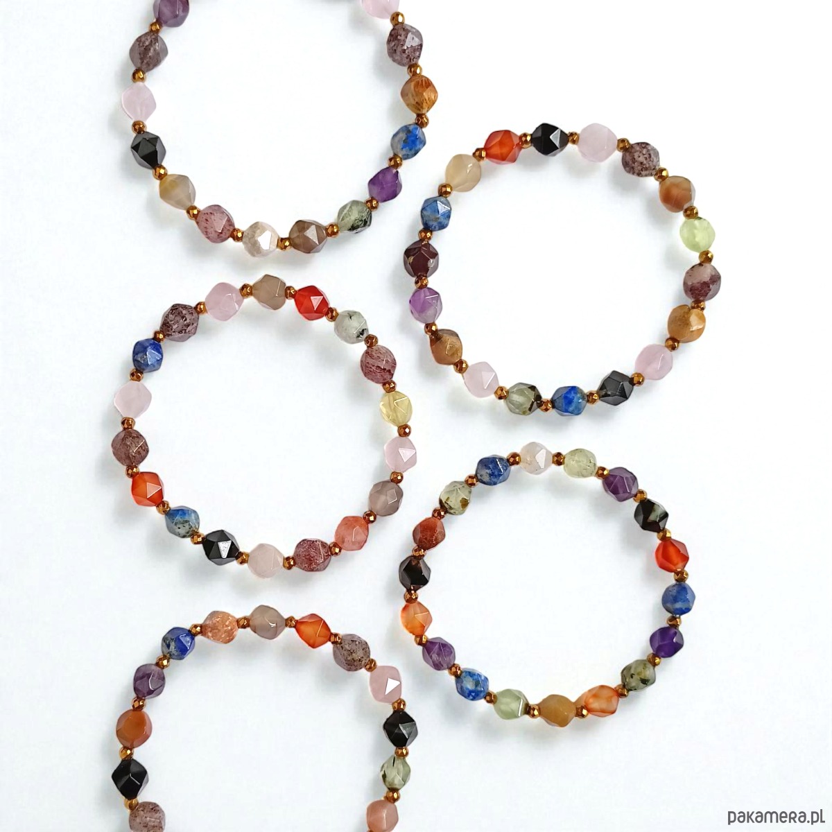 bransoletki z kamieni naturalnych RAZEM TANIEJ! 3 bransoletki: mix kamieni: szlif gwiazdkowy 8mm 1
