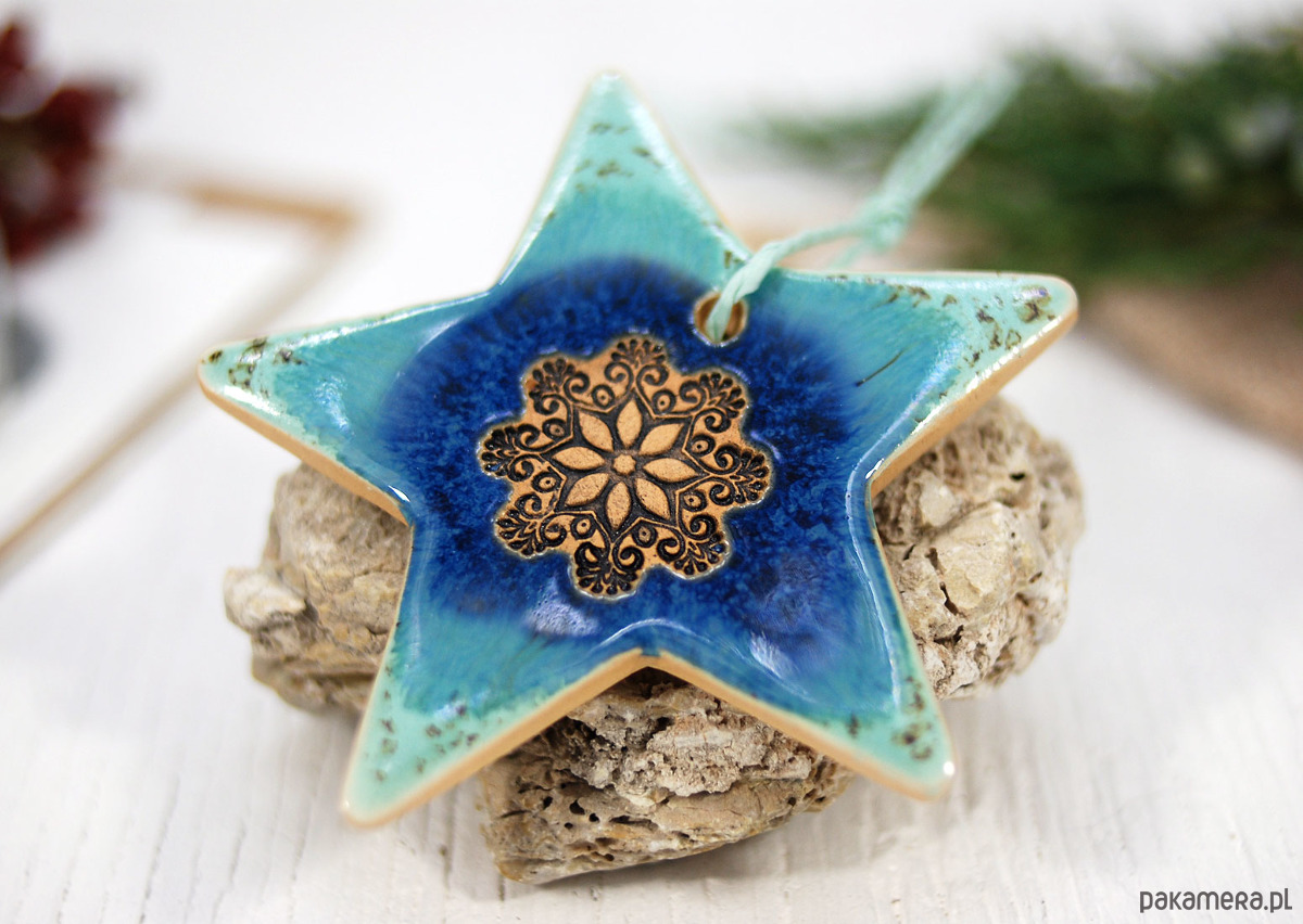 ozdoby choinkowe Turkusowe ozdoby choinkowe - gwiazdki laguna 4