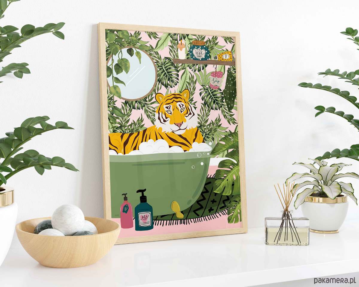 plakaty Plakat Tygrys w zielonej wannie 2 5