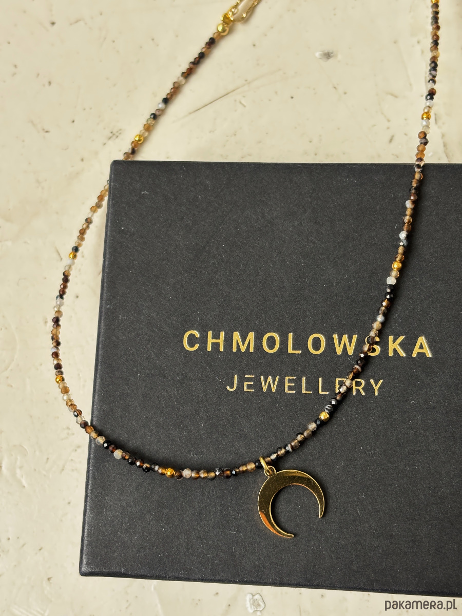 złote naszyjniki Naszyjnik Agat Brązowy Księżyc 2
