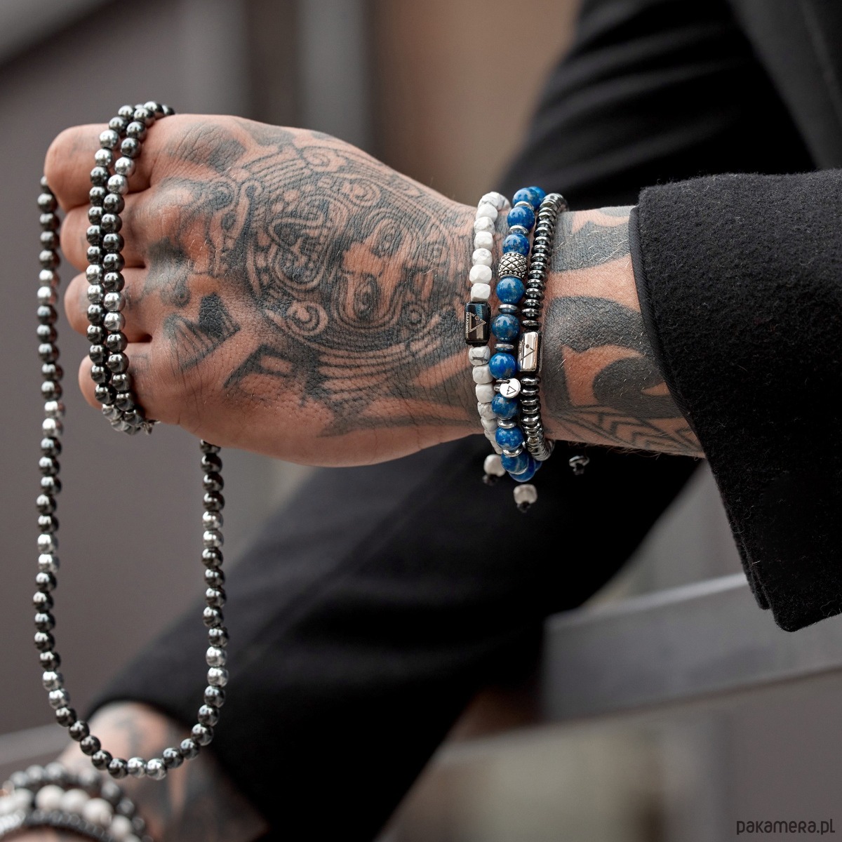 biżuteria męska Męska bransoletka z kamieniem przyjaźni i grafitowym Hematytem 3