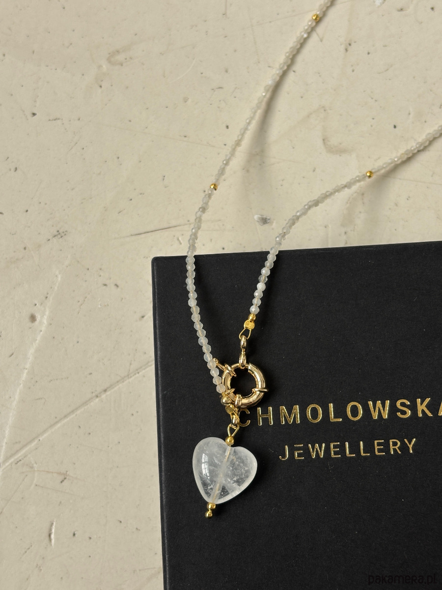 złote naszyjniki Naszyjnik Kamień Księżycowy Serce 1