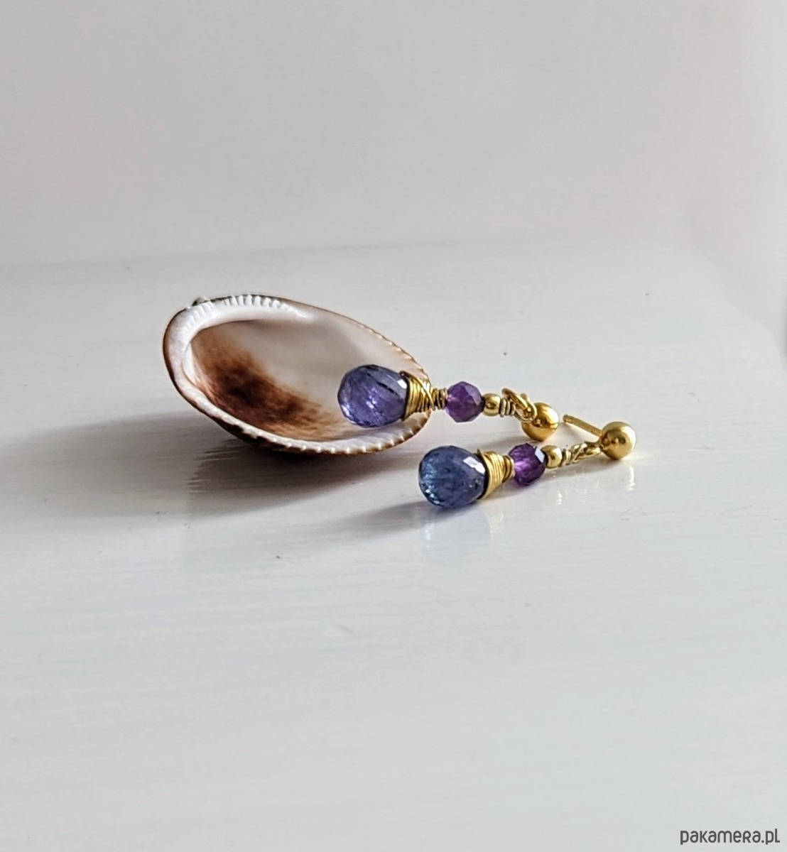 kolczyki pozłacane Tanzanitki, srebrne kolczyki 2