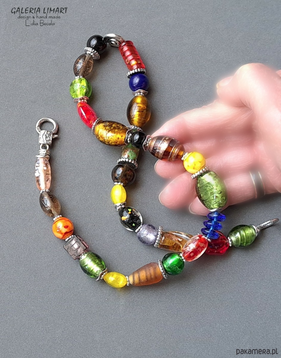 korale Vintage style elegancki naszyjnik ze szkła weneckiego multicolor Prezent lux 6