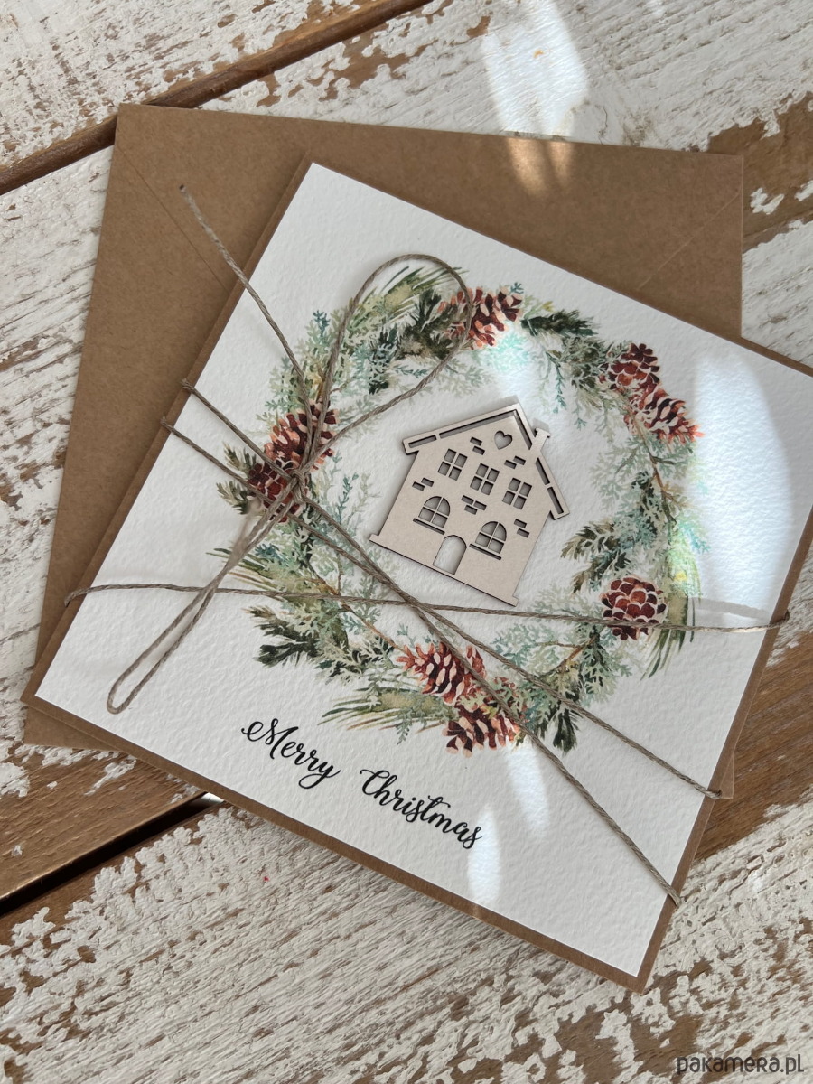 kartki świąteczne Stylowa ręcznie robiona kartka świąteczna Merry Christmas card 1