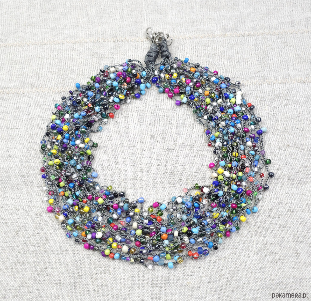 kolie 5879 Kolorowy naszyjnik z koralików szklanych - Ręcznie robiony choker 1