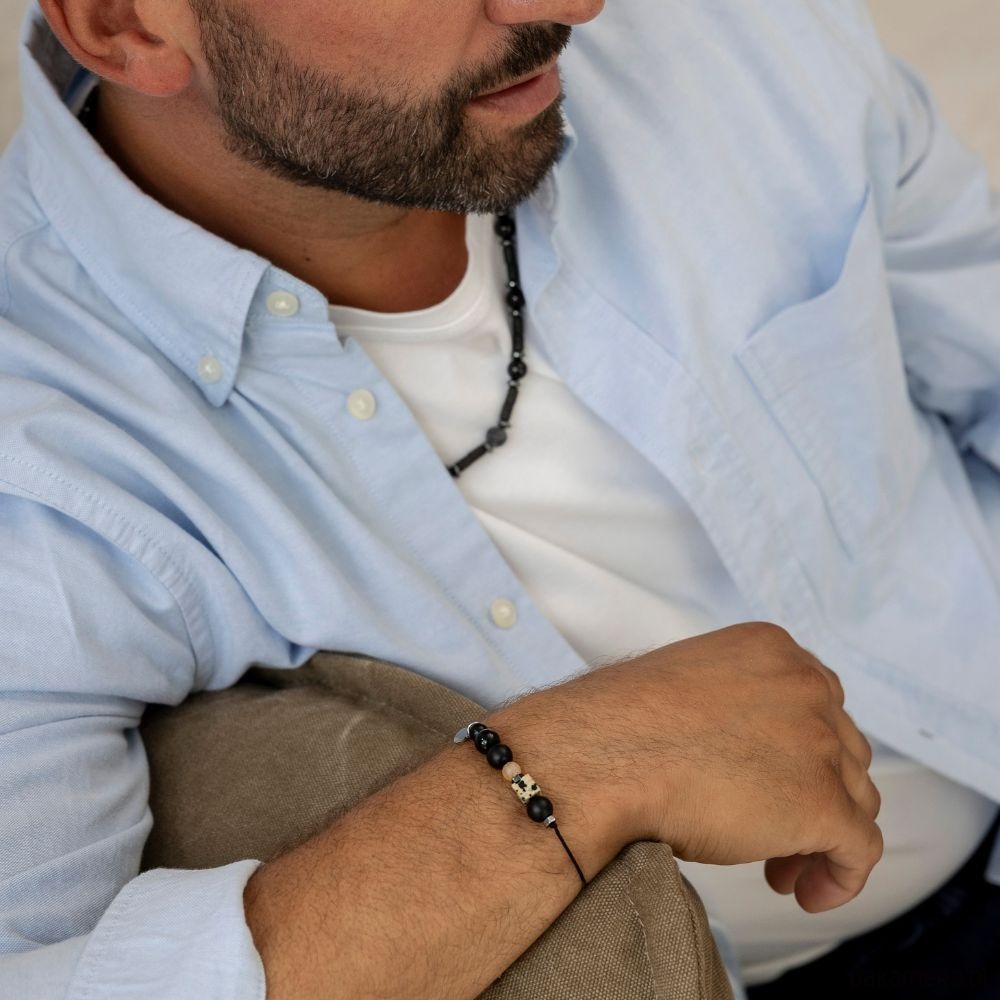 biżuteria męska Bransoletka na czarnym sznurku dla Niego - talizman obfitości 1