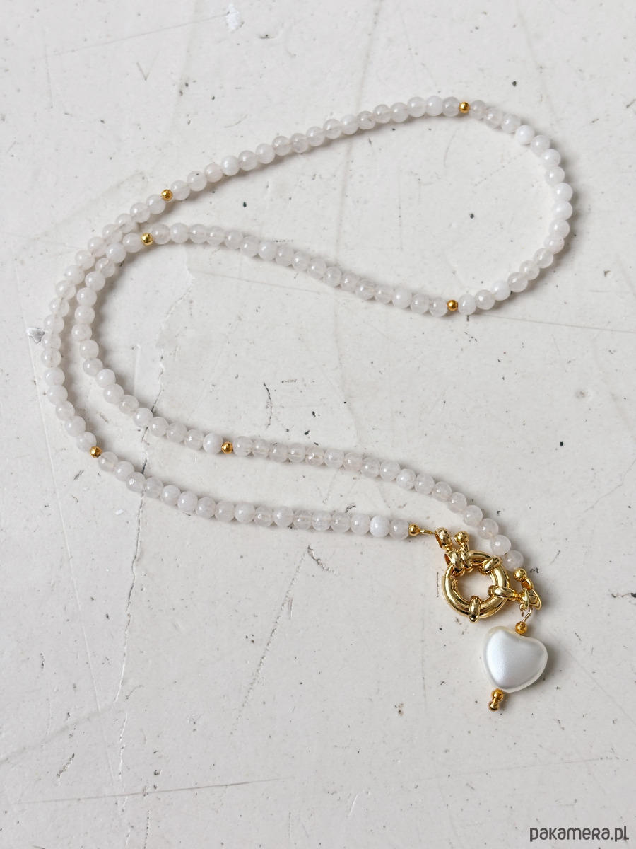 złote naszyjniki Naszyjnik Jadeit i Serce 3