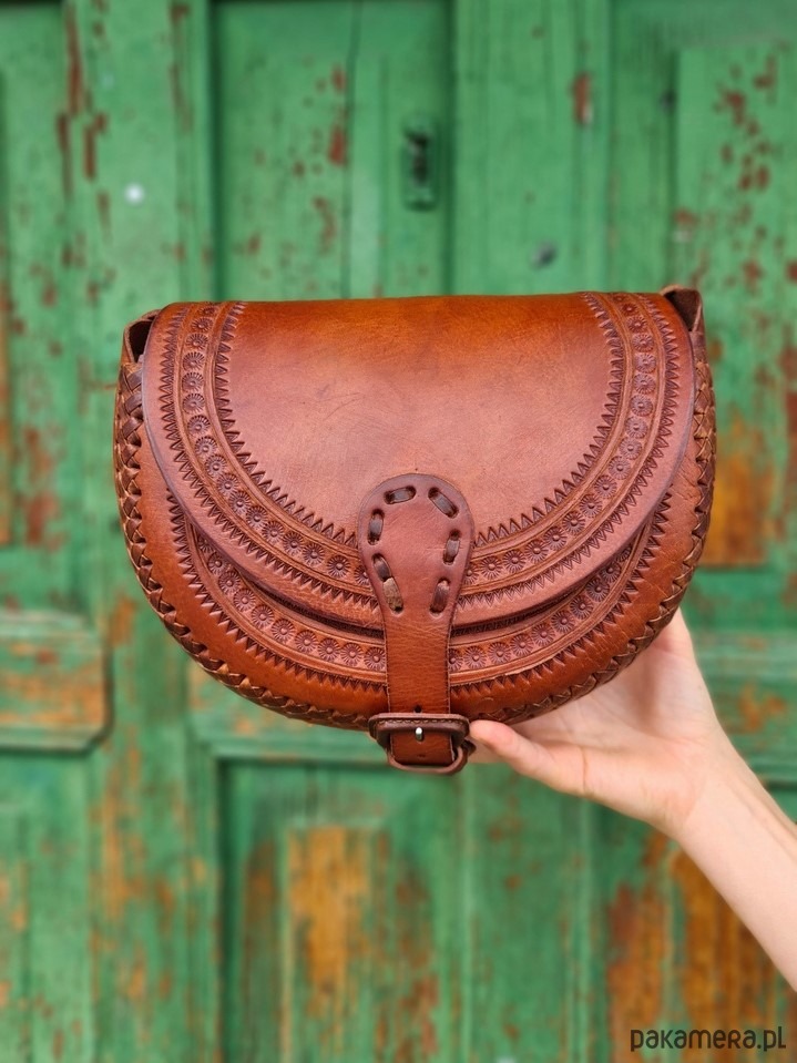torby na ramię Skórzana torebka Nicte Brązowa ręcznie robiona z grubej skóry góralska 2