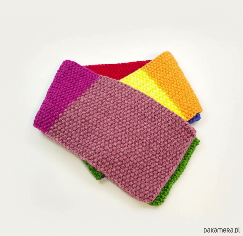 szale damskie 6918 Wielobarwny Szalik "Color Block" - Ręcznie Robiony Akcent Koloru! 3