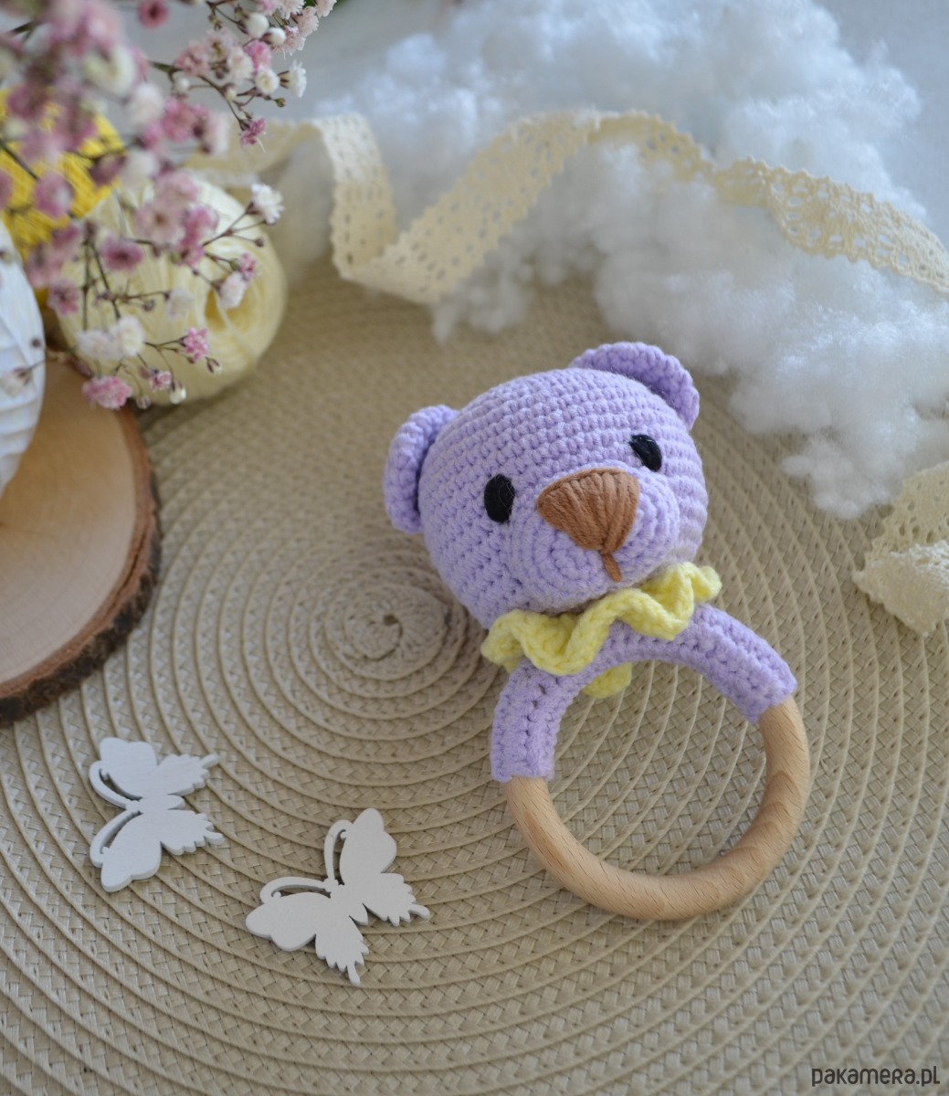 niemowlak - inne Grzechotka miś, Gryzak na kółku dla niemowlaka, Prezent dla noworodka 5