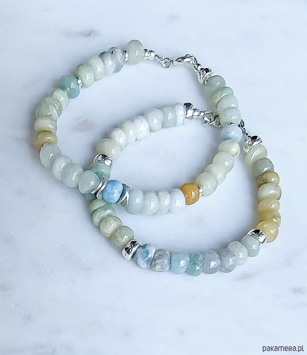 bransoletki srebrne Bransoletka srebrna z akwamarynów Blue rose 2