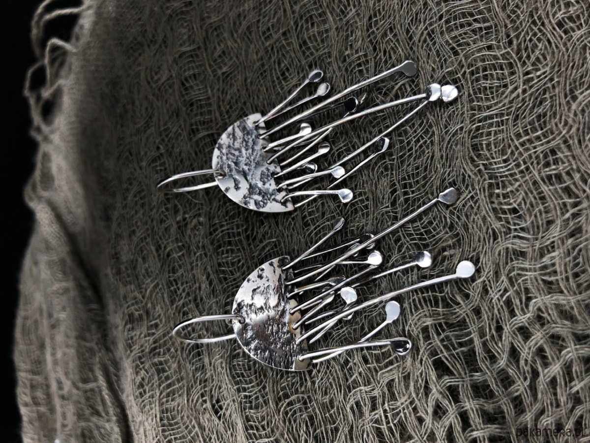 kolczyki wire wrapping MARE - srebrne kolczyki 4