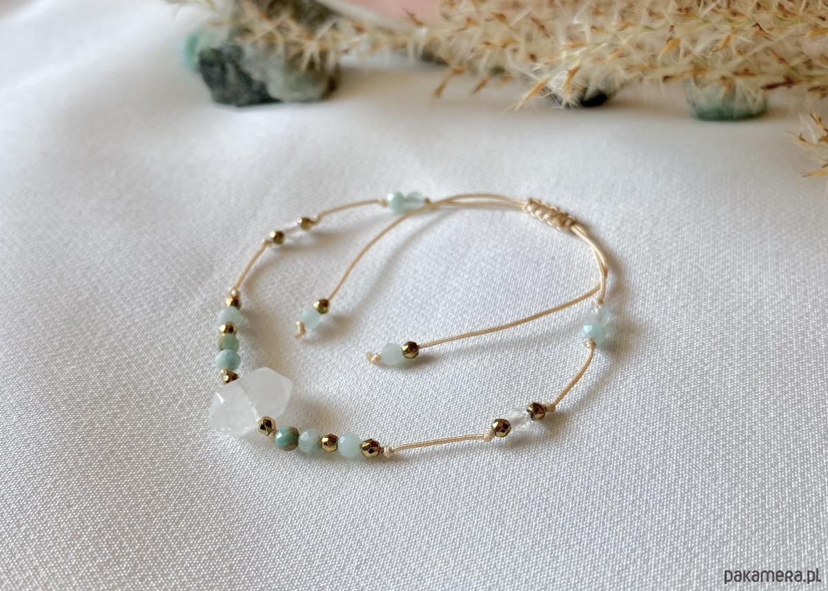 bransoletki z kamieni naturalnych Bransoletka z Amazonitem i Kryształem Górskim 2