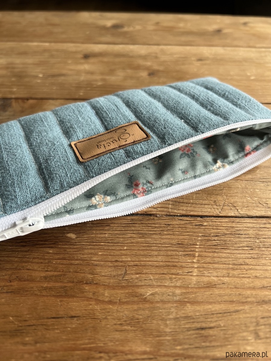 piórniki Piórnik lniany niebieski  / mini kosmetyczka 3