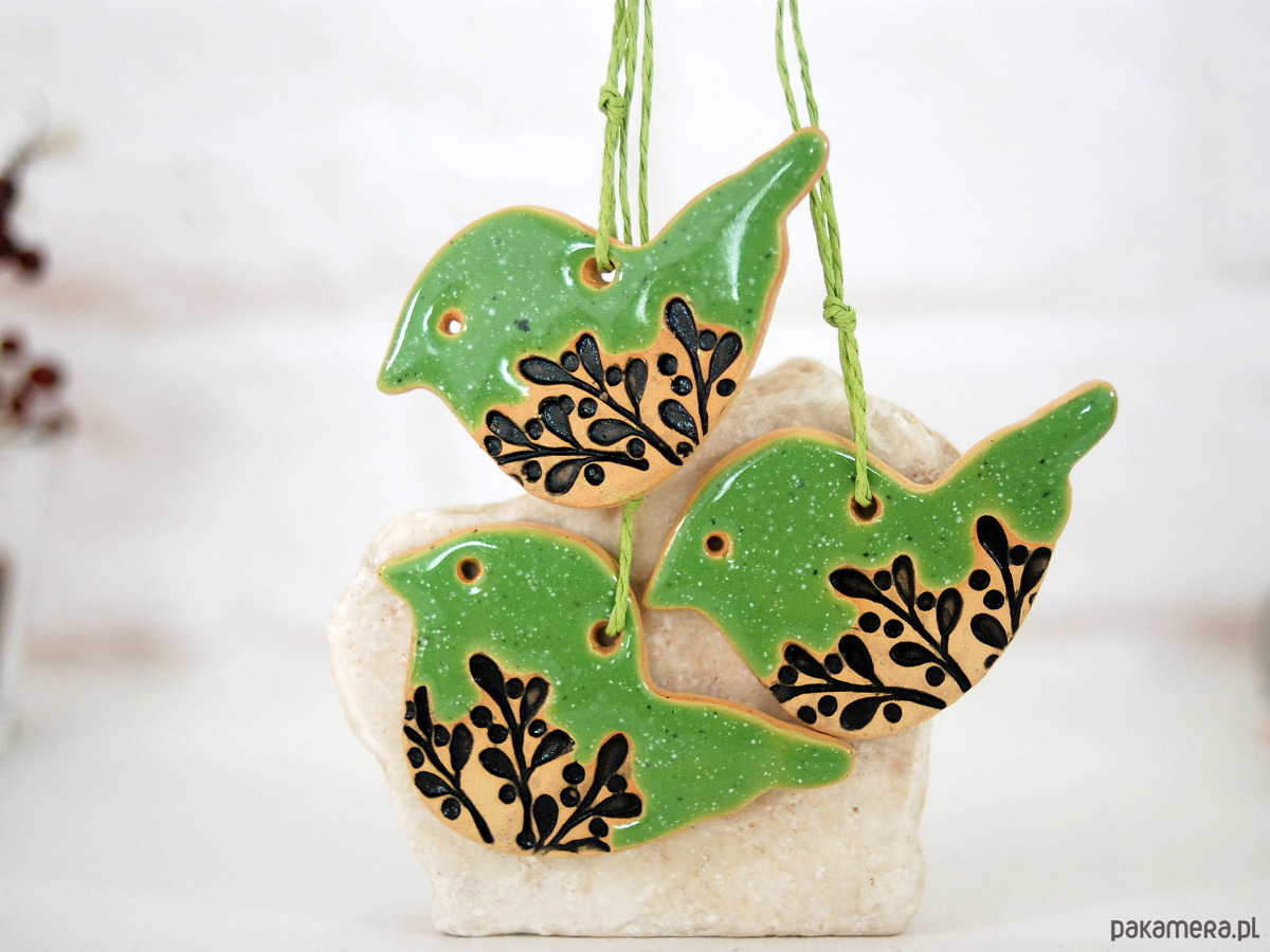 ozdoby choinkowe Ceramiczne ozdoby choinkowe - kolorowe ptaszki 4