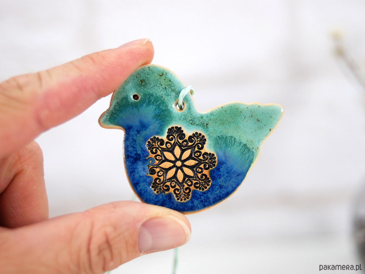 ozdoby choinkowe Turkusowe sikorki - ceramiczne ozdoby choinkowe 2