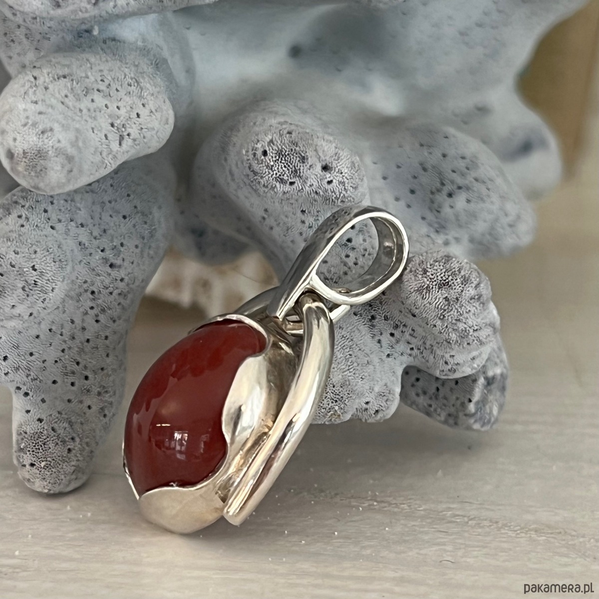 wisiory Zawieszka Srebrna z  Karneolem - Wisiorek Kamień Naturalny VINTAGE 1
