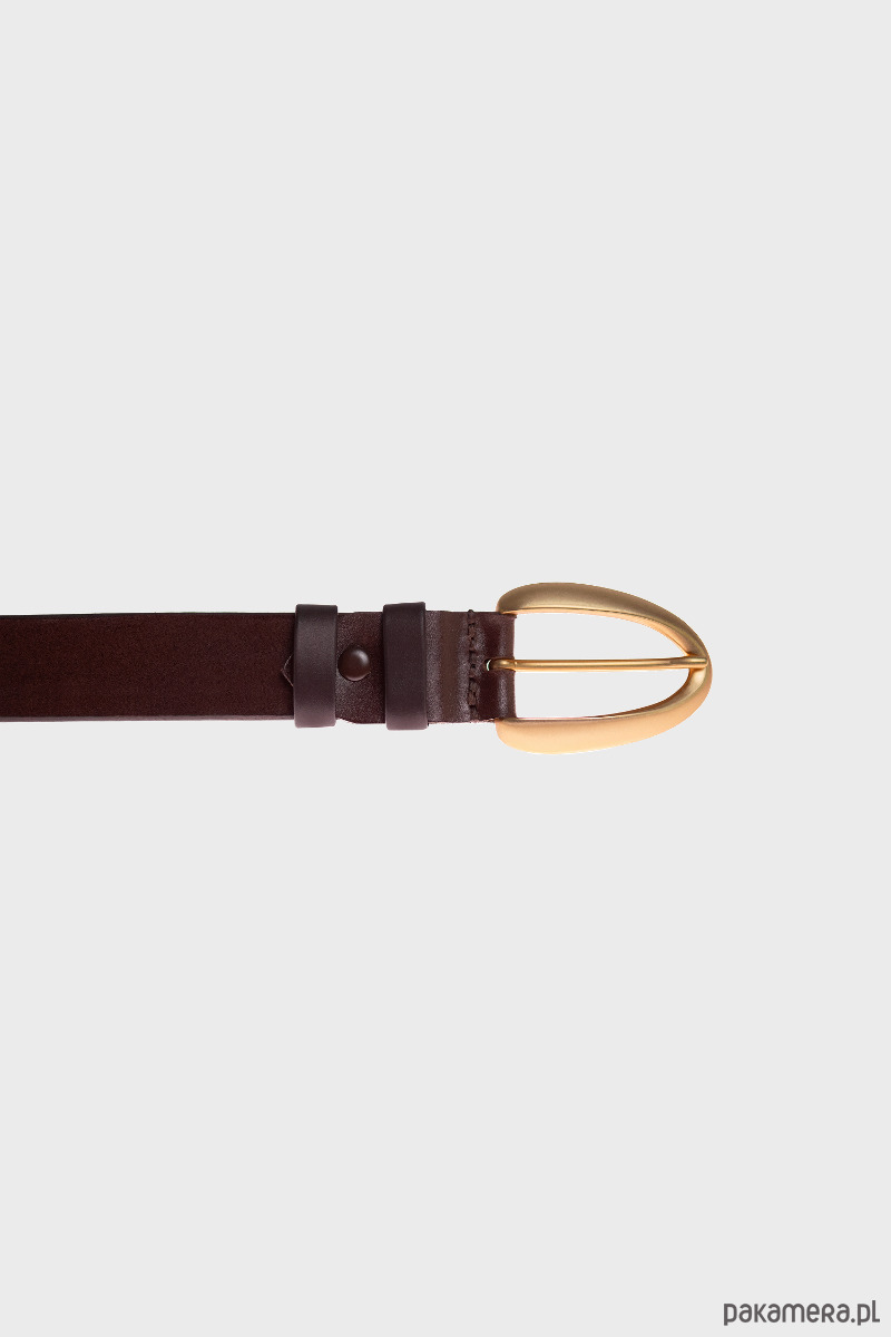 paski damskie Pasek MINIMAL Pearl Gold brown leather 1