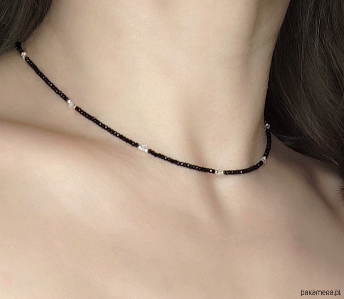 srebrne naszyjniki Naszyjnik - obróżka, z diamencikami 3