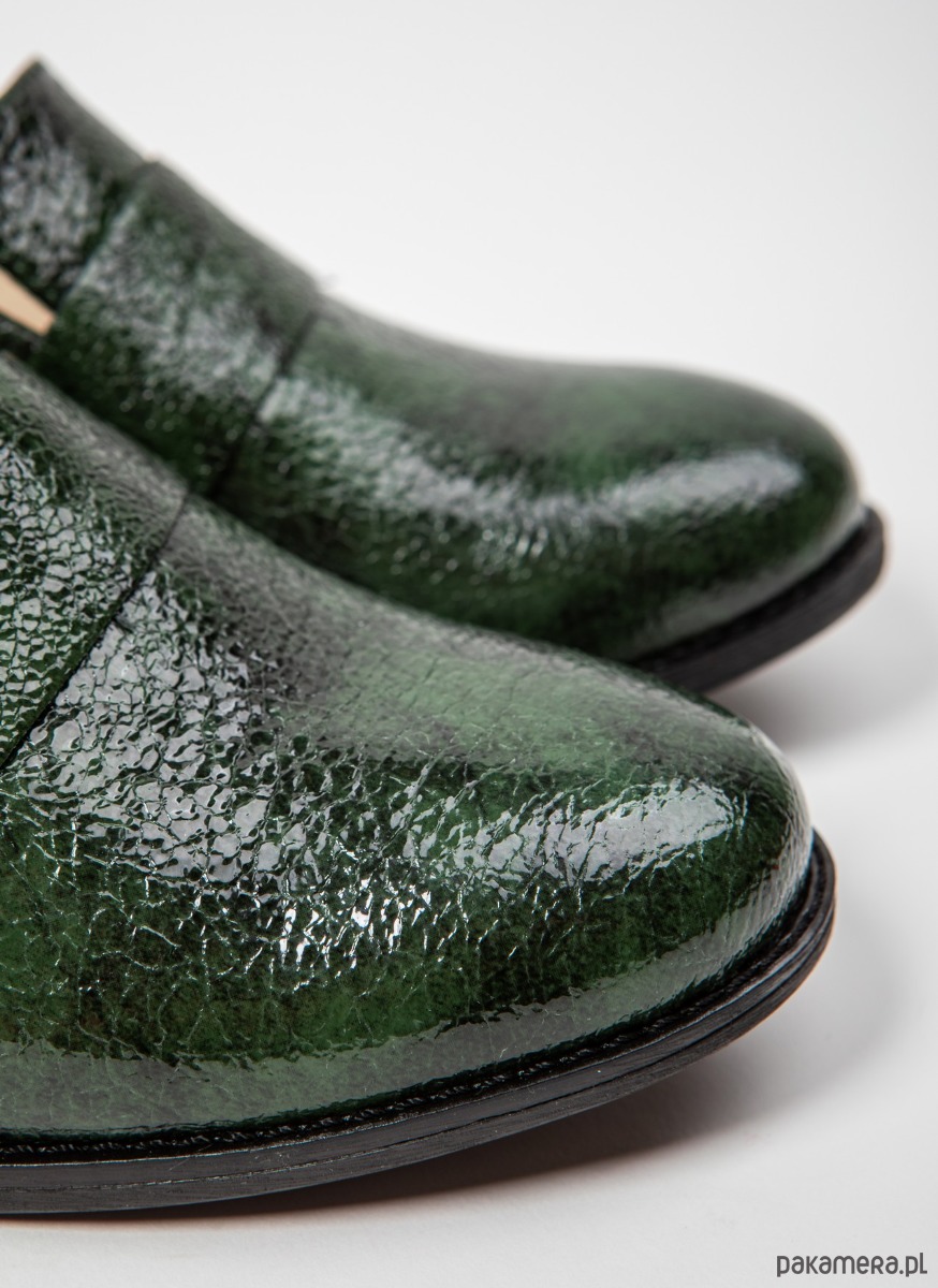 półbuty damskie PÓŁBUTY NA 6 CM SŁUPKU - SKÓRA NATURALNA - MODEL 250 - BUTELKOWA ZIELEŃ 4