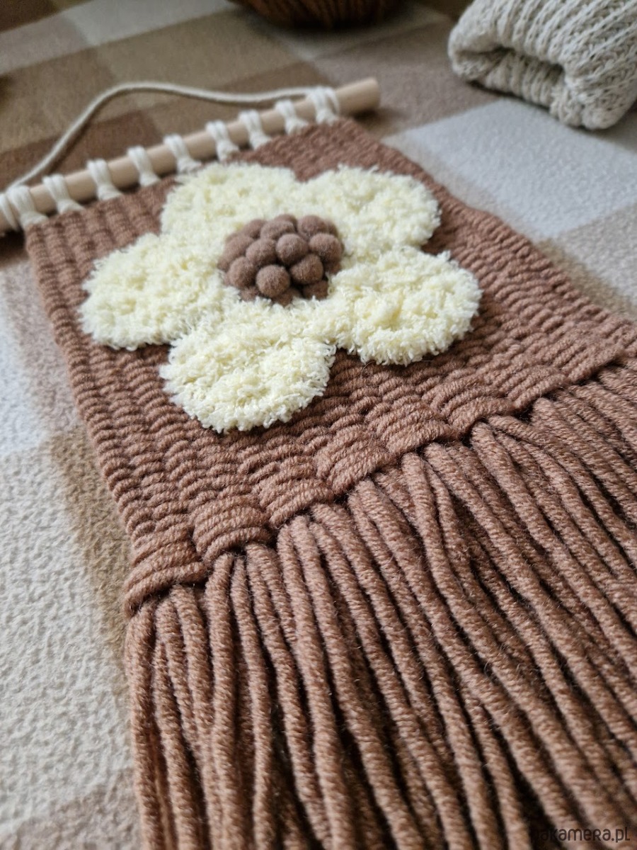 makramy Makatka kwiatek, rękodzieło na ścianę 4