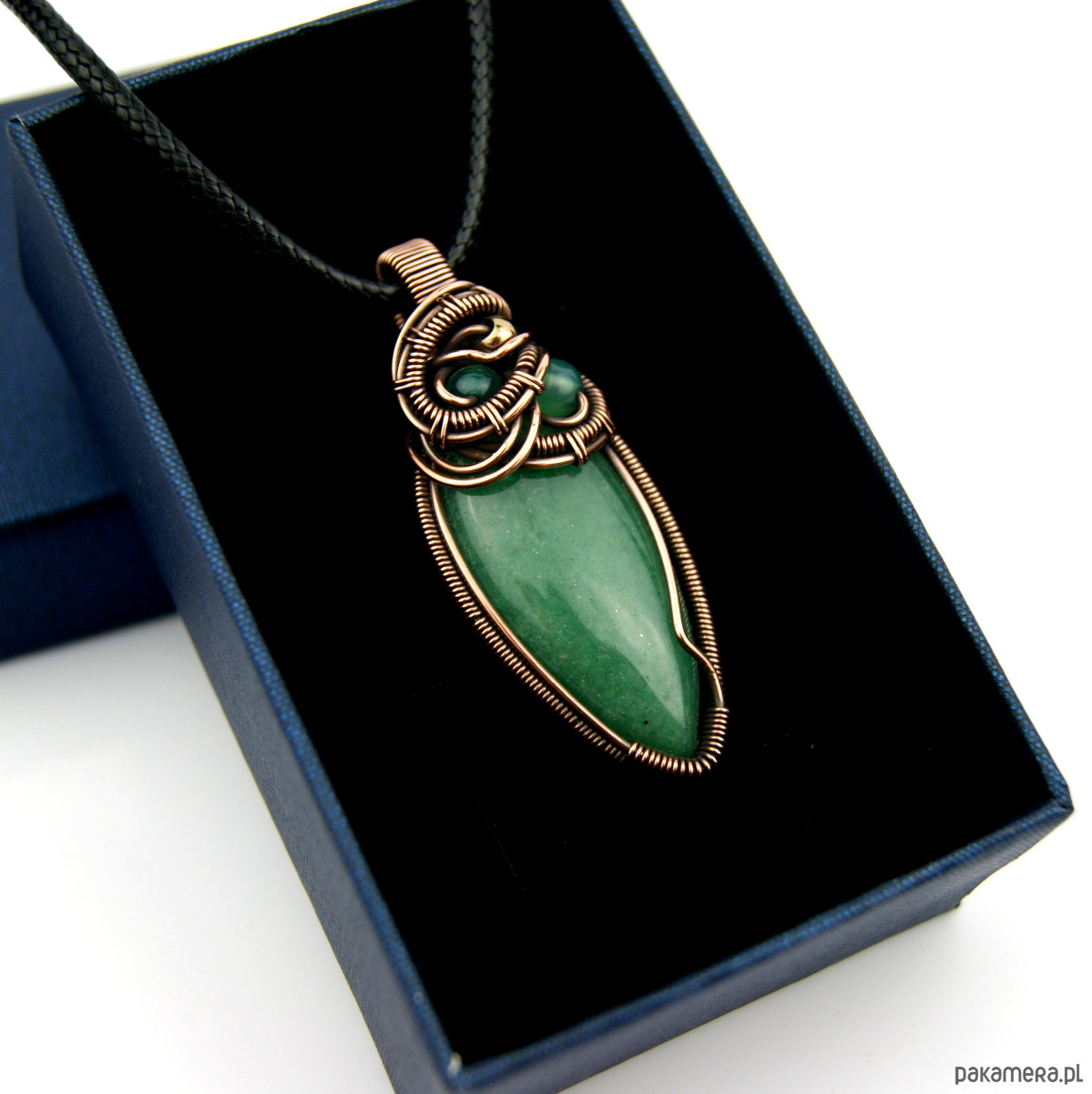 wisiory Wisiorek z zielonym agatem  wire wrapping 2