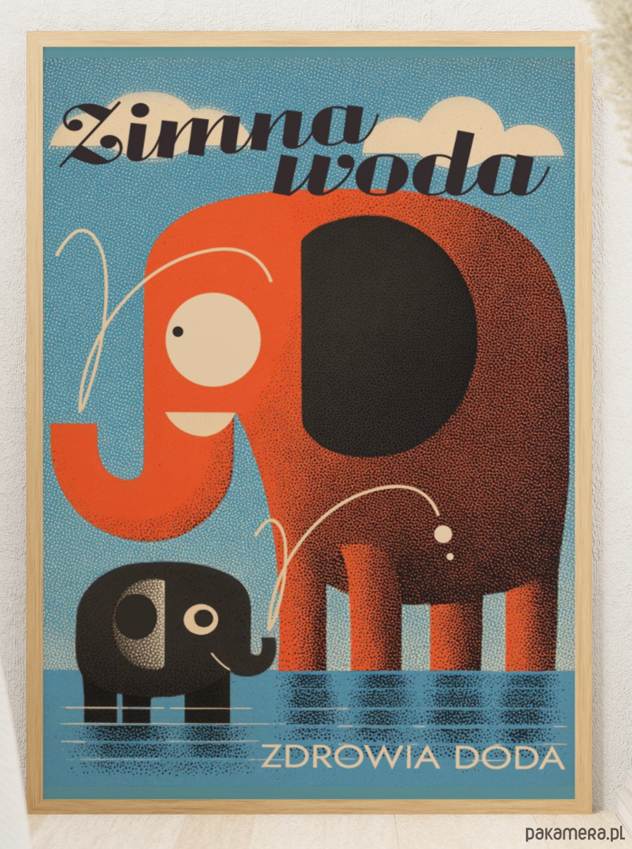 plakaty Plakat  zimna woda słonie 2