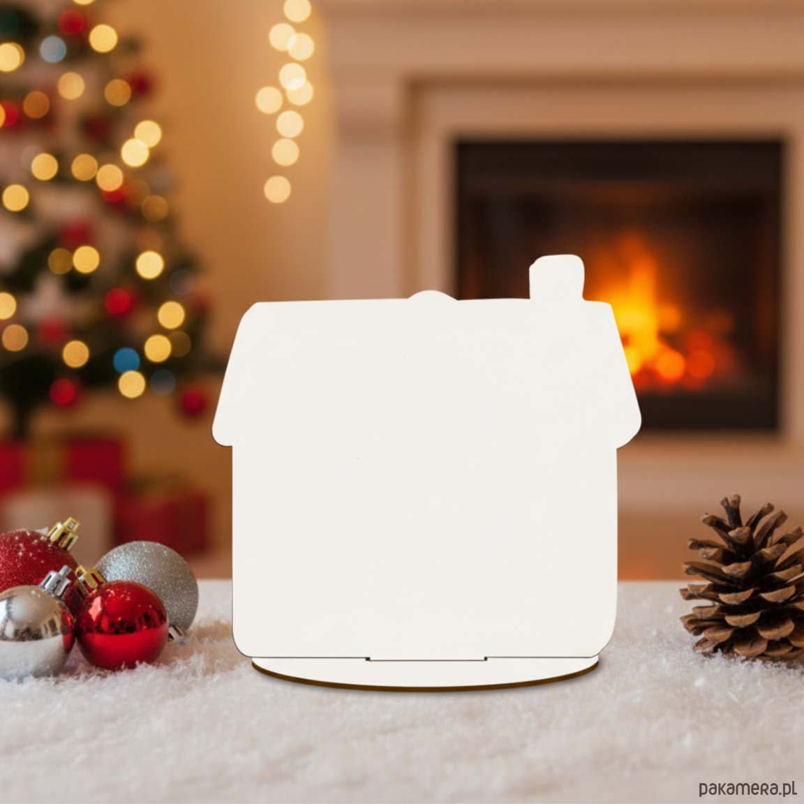 dekoracje świąteczne Dekoracja Stojąca Drewniany Domek do Stroika Ozdoba Świąteczna dla Dzieci 1