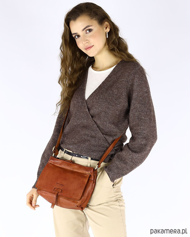 torby na ramię Torebka skórzana listonoszka damska messenger bag - MARCO MAZZINI brąz koniak 6