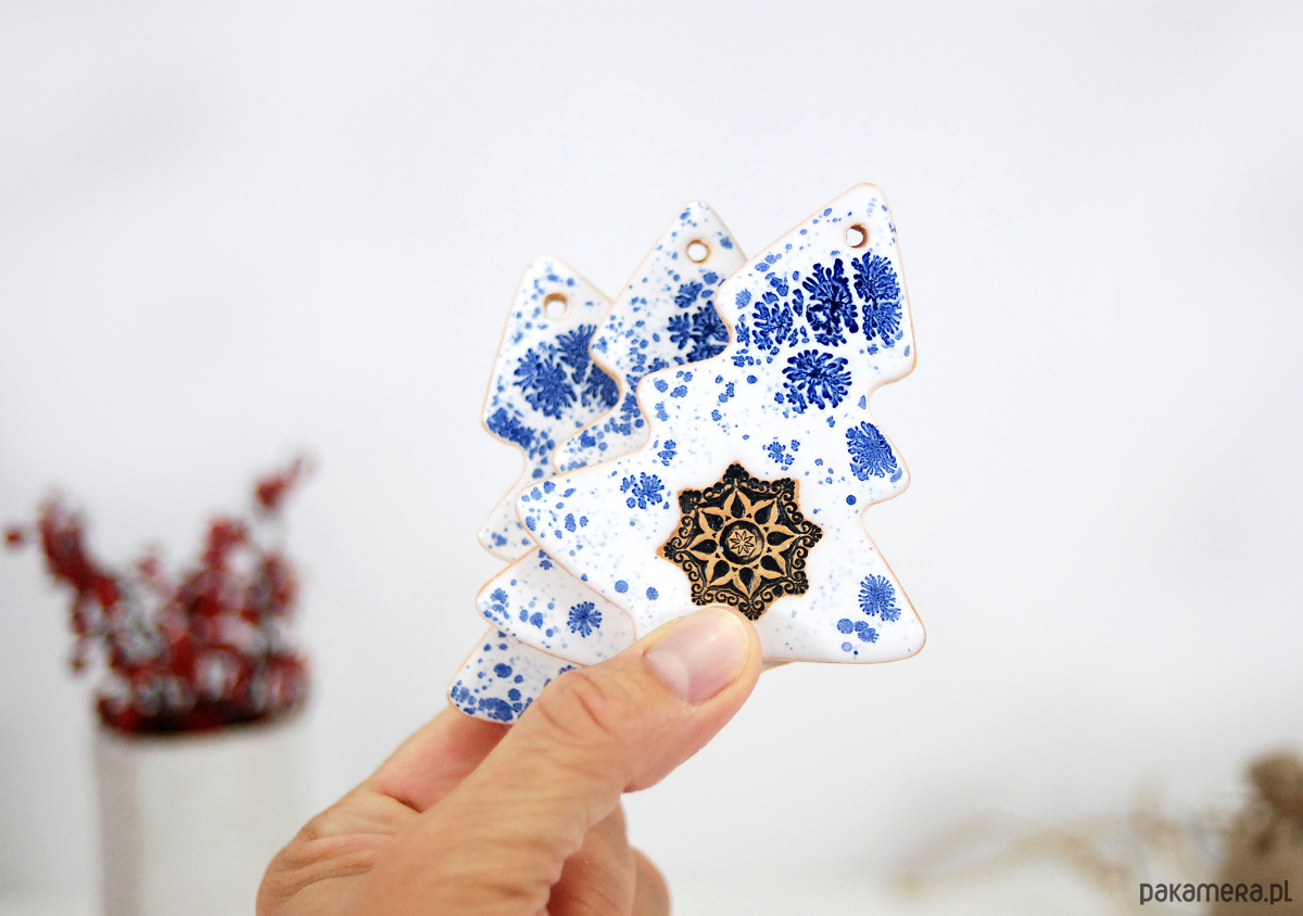ozdoby choinkowe Ceramiczne ozdoby świąteczne choinki - zima 6