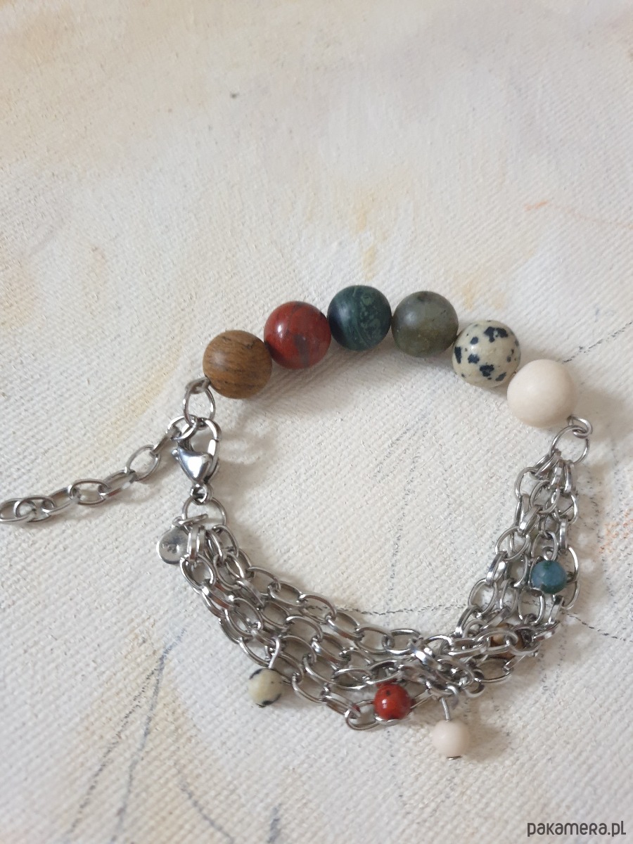 bransoletki z kamieni naturalnych Bransoletka FANABERIA kulki, łańcuszki, jaspisy, labradoryt 4