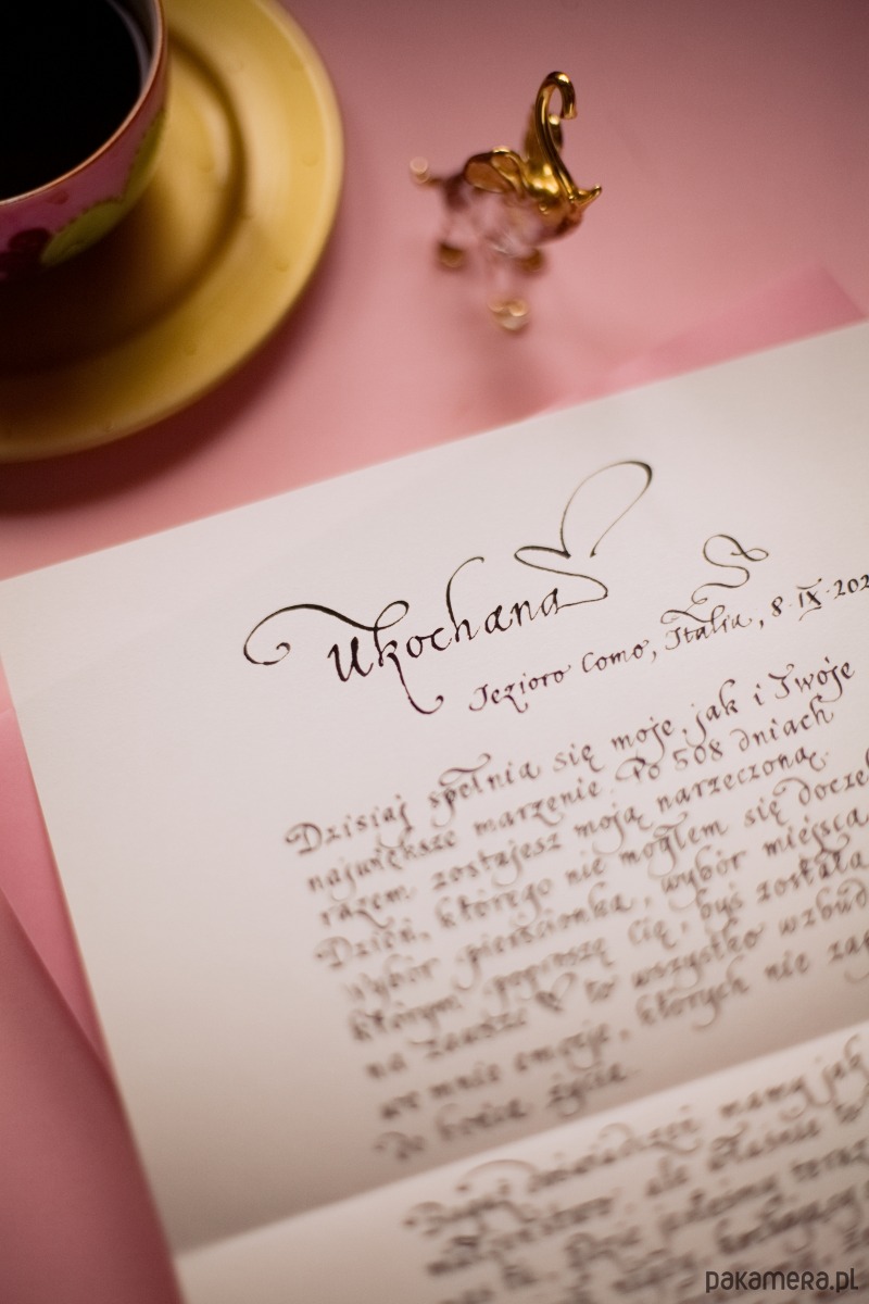 zaproszenia i kartki na ślub Kaligrafia: Personalizowany list miłosny dla Niej pisany ręcznie atramentem 3