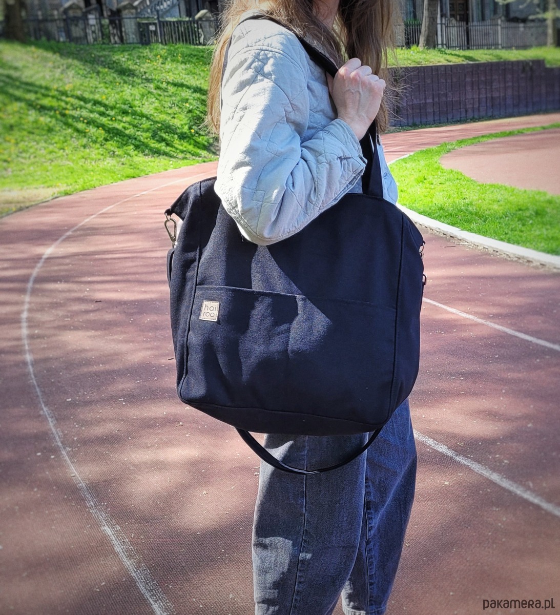 torby na ramię Lazy bag Pocket  torba czarna bawełniana vegan 6