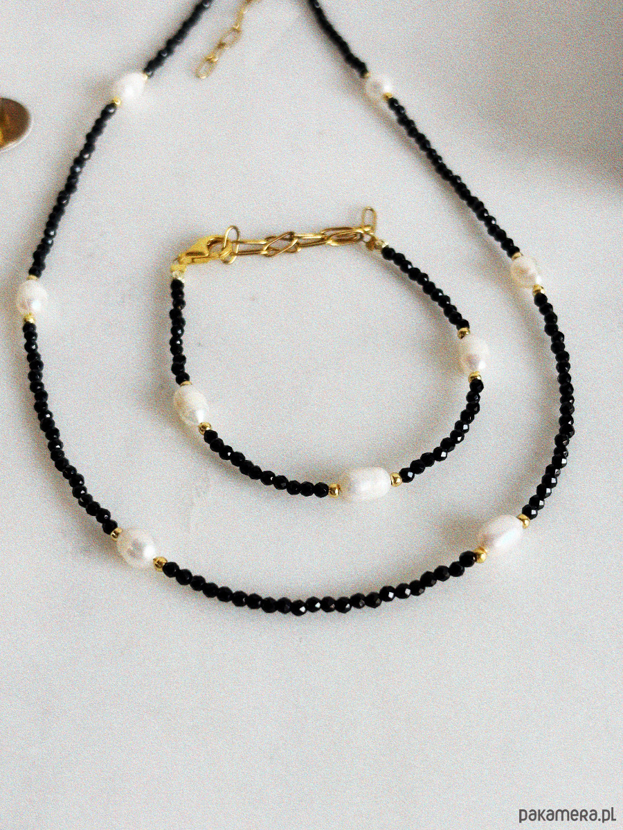 złote naszyjniki Naszyjnik czarny z perłami 6