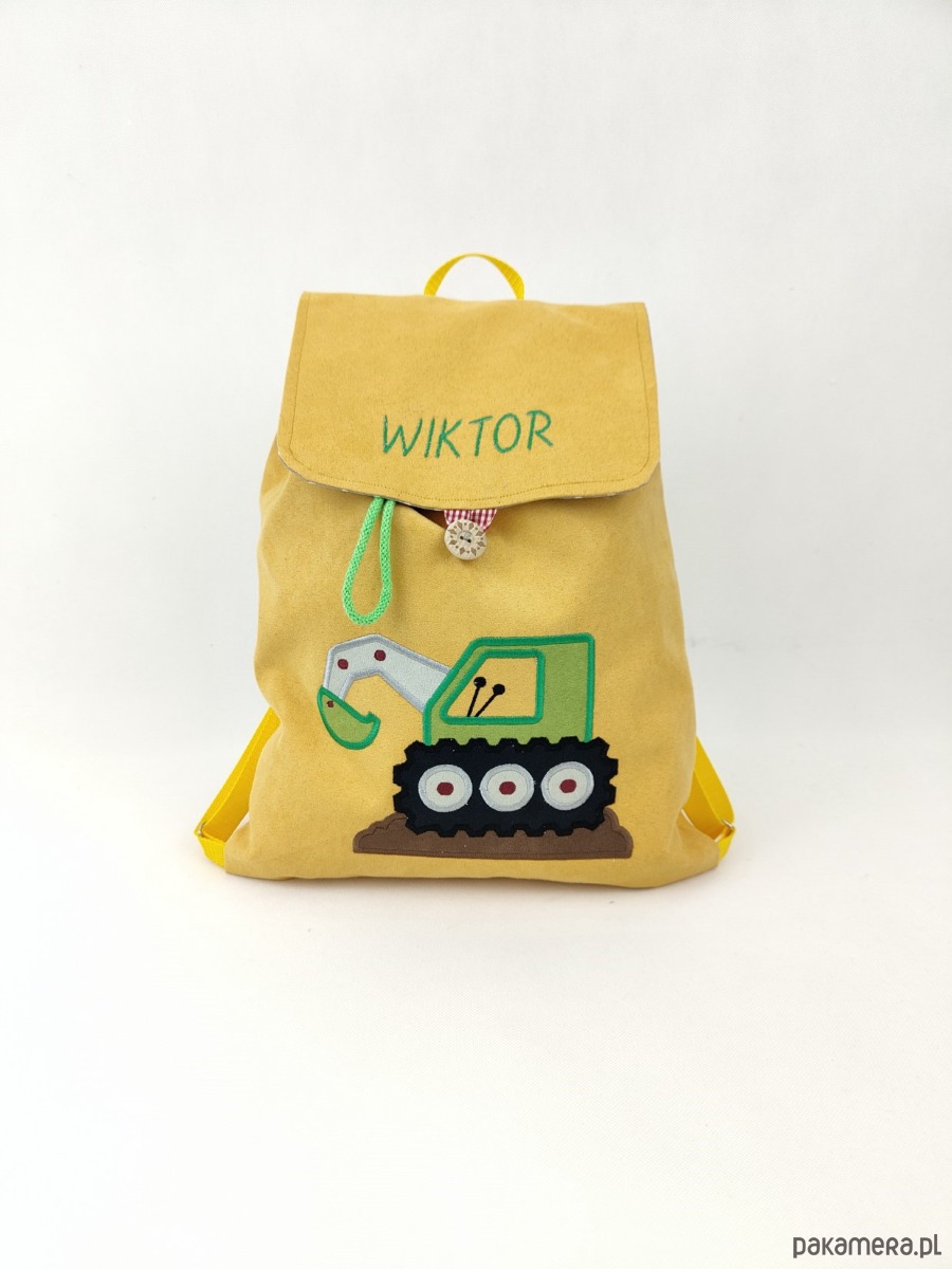 torebki, worki i plecaki dziecięce Prezent z imieniem dla chłopca - plecak z koparką 6