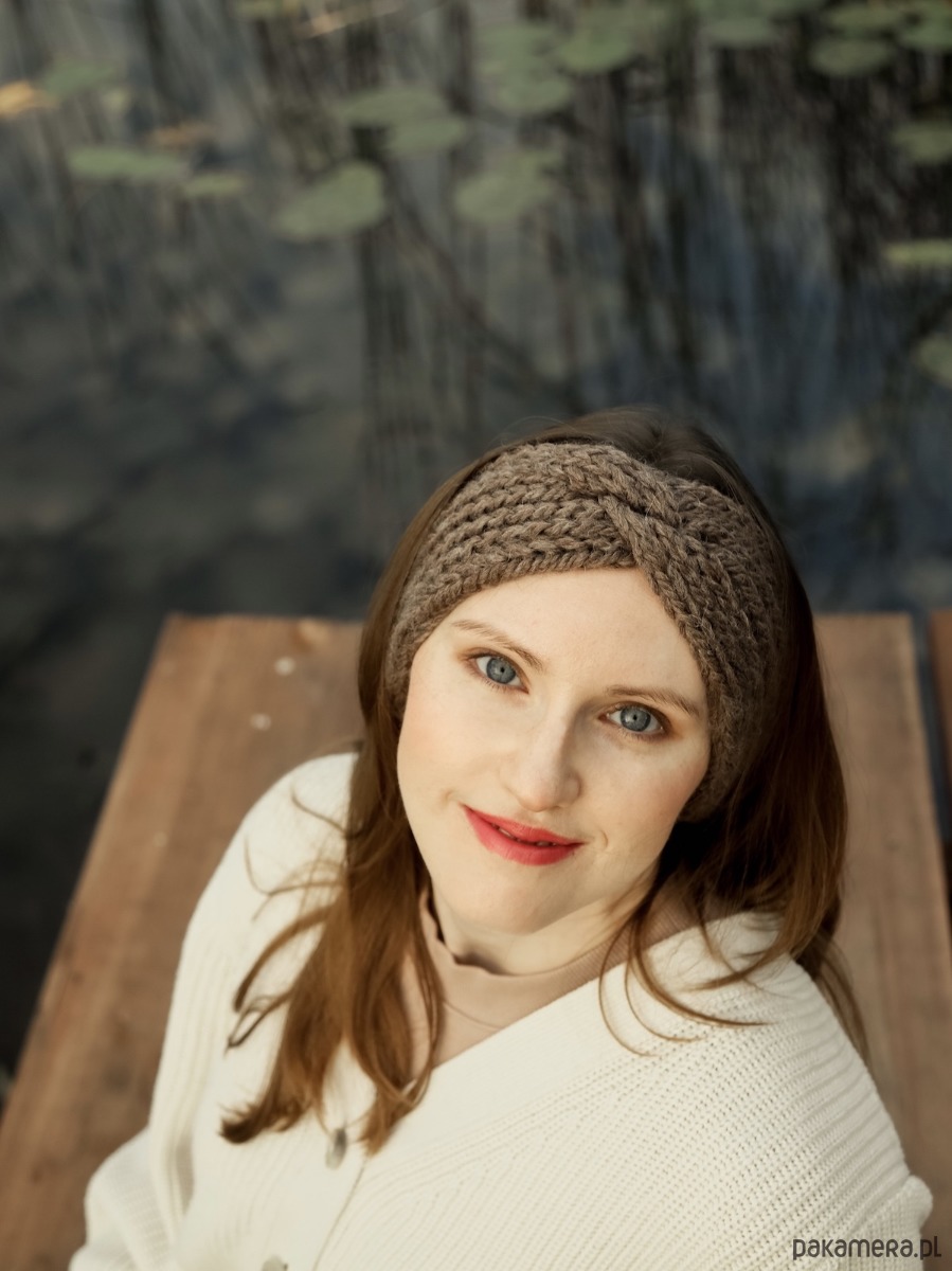 opaski do włosów Brązowa opaska z wełny merino i alpaki 4