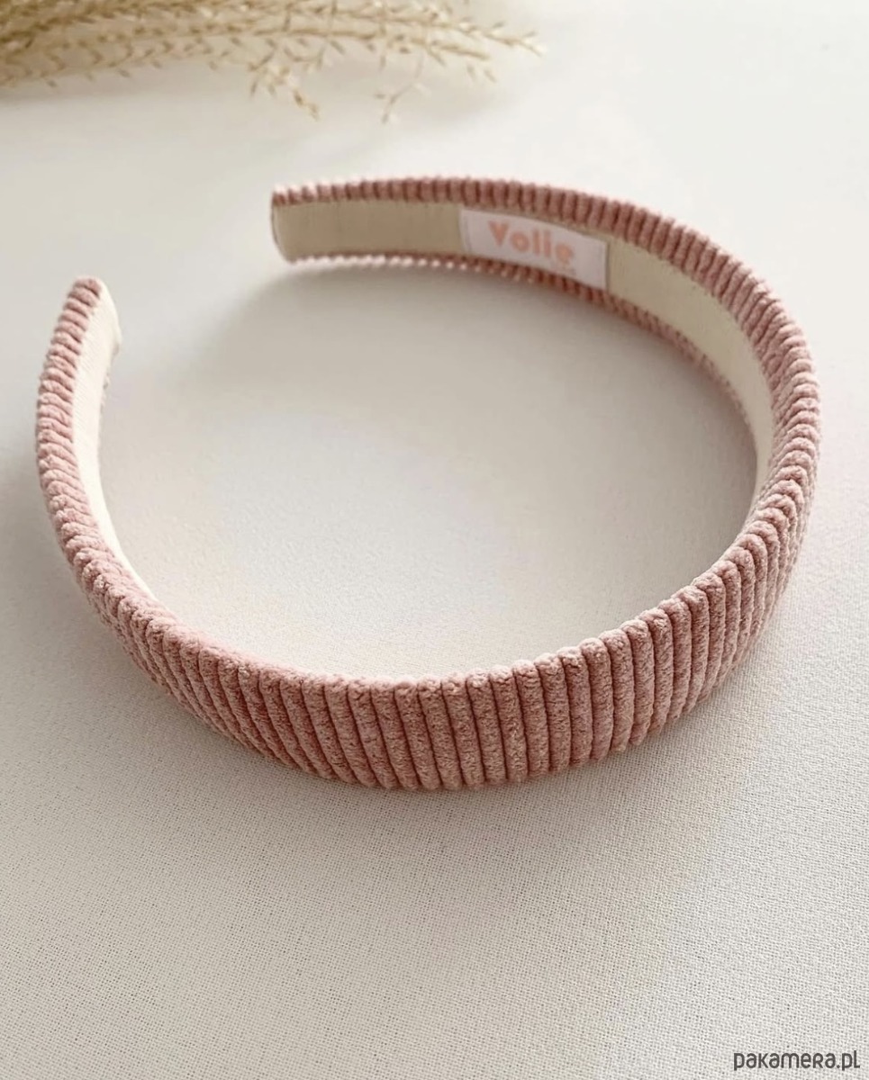 opaski do włosów Płaska sztruksowa opaska w odcieniu jasnego różu - 3 cm 2