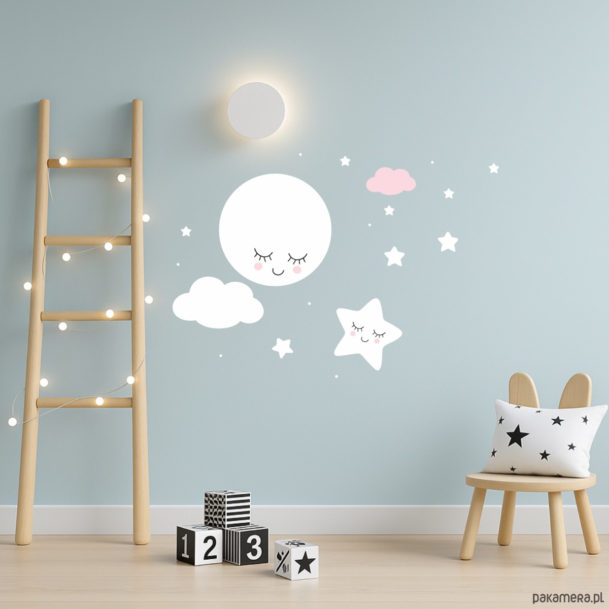 naklejki ścienne do pokoju dziecka Naklejka Księżyc i Gwiazdki W Kolorze KG01 1
