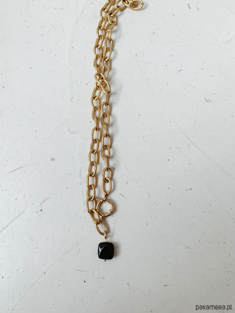 złote naszyjniki Naszyjnik łańcuszek Agat Czarny 1