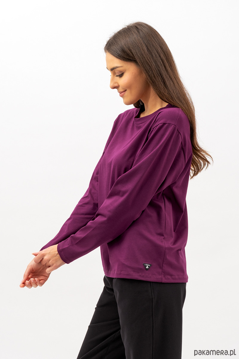 bluzki z długim rękawem damskie Longsleeve ,, LILY"  bakłażan 1