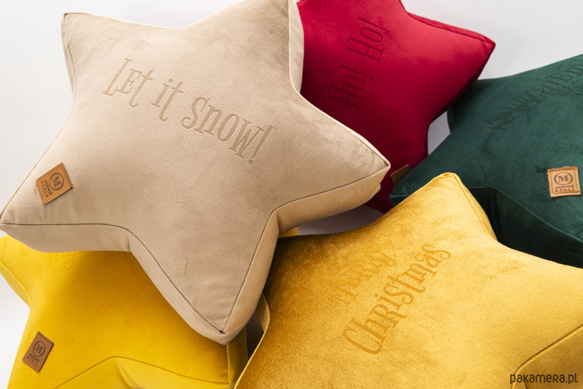 dekoracje świąteczne Poduszka dekoracyjna gwiazdka, świąteczna velvetowa - grawer HO! HO! HO! 5