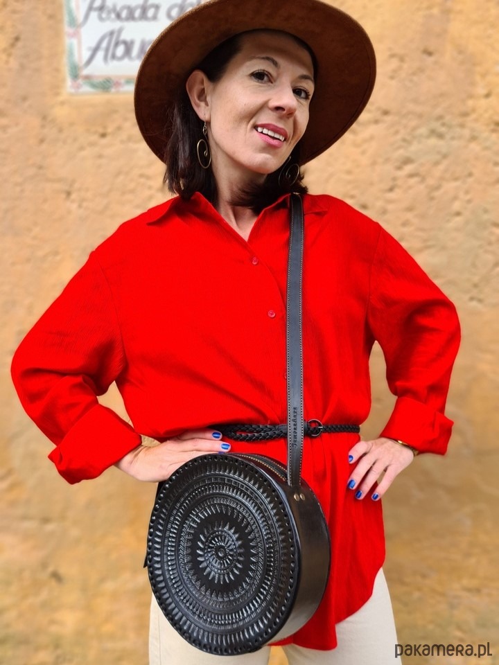 torby na ramię Torebka skórzana ręcznie robiona góralska okrągła na ramię Carmen Duża 3