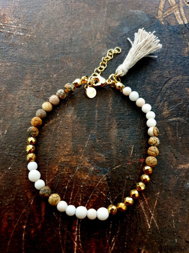 bransoletki z kamieni naturalnych Bransoletka MULTI MIDI jaspis obrazkowy, kamień rzeczny,hematyt 1