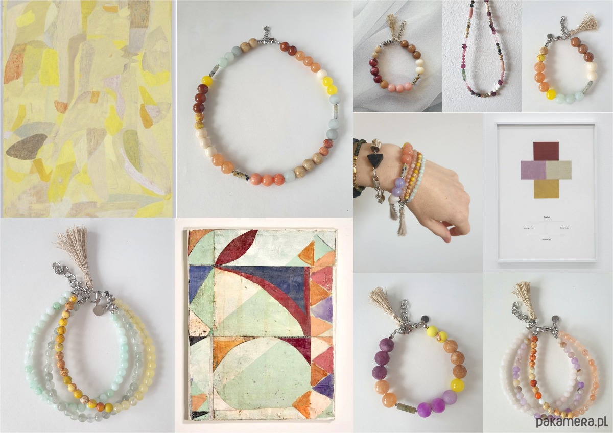 bransoletki z kamieni naturalnych Bransoletka TRIO BOHO ART jadeit, jaspis, kwarc, fiolet, pomarańcz,beż 5