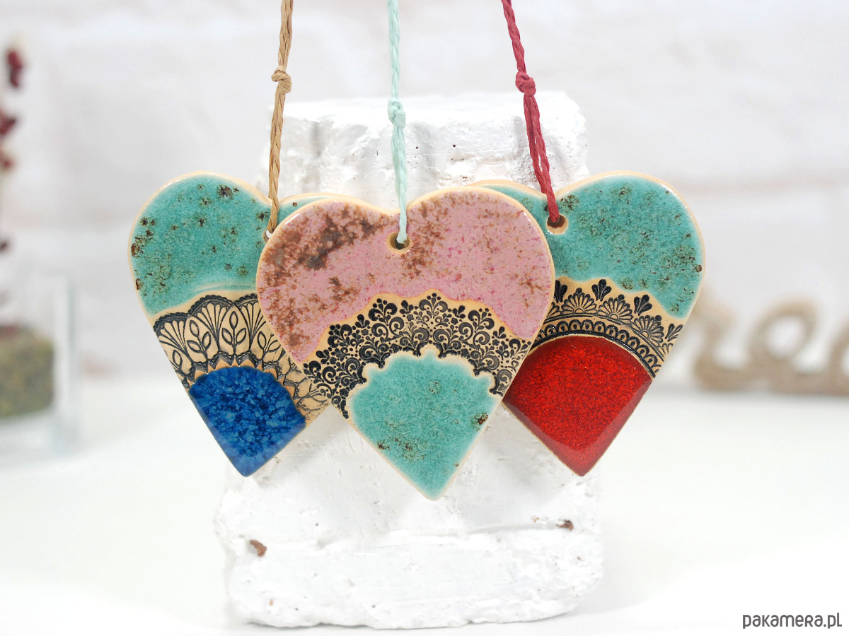 ozdoby choinkowe Dekoracje choinkowe serca - ozdoby ceramiczne 3