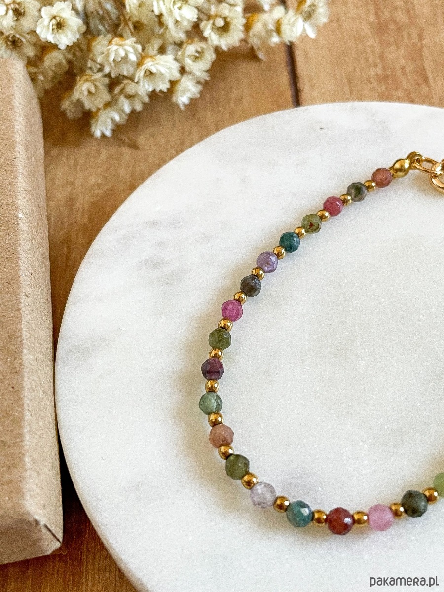 bransoletki z kamieni naturalnych Kolorowa bransoletka z turmalinu z zapięciem 1