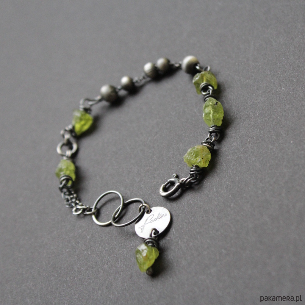 bransoletki z kamieni naturalnych Unikatowa bransoletka z oliwinami vol. I 1